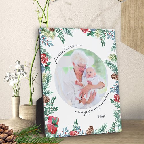 Great Grandma First Christmas Baby Photo Plaque