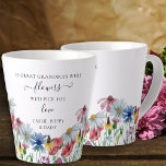 Great Grandma Flowers Poem Country Wildflower Latte Mug<br><div class="desc">If Great Grandma's were flowers we'd pick you .. personalized latte mug for your great grandma - or you can customize for anyone! Pretty watercolor floral design with border of country wildflowers. It is lettered with elegant typography and handwritten script. The watercolor wild flowers include coneflower, daisy, cornflower, poppy and...</div>