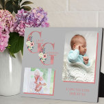 Great Grandma GG Floral Letters | 2 Photo Plaque<br><div class="desc">Create your own photo plaque with two of your favorite pictures - perfect for a new great grandma's first great grandchild. The photo template is set up for you to add your photos, which is displayed in landscape and portrait format and framed with an offset border. GG initials are in...</div>