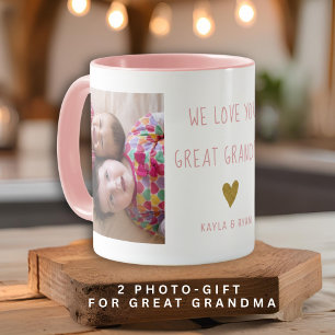 Great Grandma Grandkids 2 Photo Collage Pink Mug