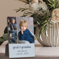 Great Grandma Heart Lettering Editable 3 Photo Plaque