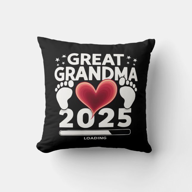 Great grandma Loading 2025 Pregnancy Announcement Throw Pillow (Front)