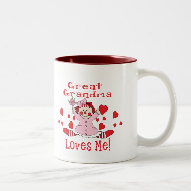 Great Grandma Love's me Rag Doll Two-Tone Coffee Mug (Right)
