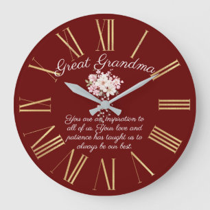 Great Grandma Message From Kids Bouquet Large Clock