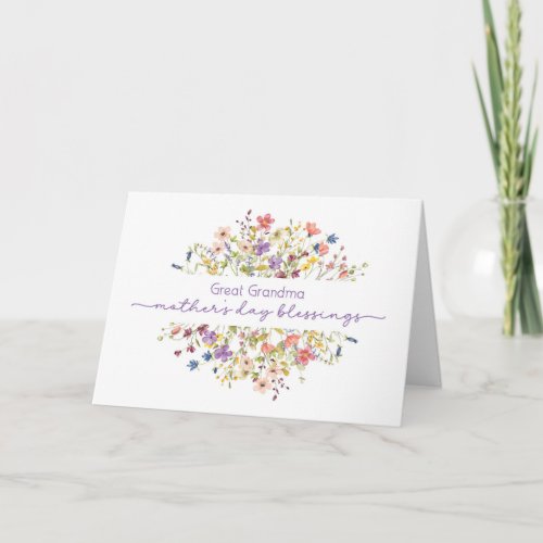 Great Grandma Mothers Day Blessings Wildflowers Card