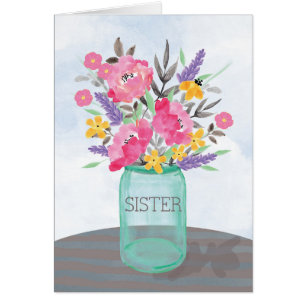 Great Grandma Mother's Day Mason Jar Vase Flowers Cards
