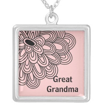 Great Grandma Necklace Trendy Black Flower On Pink by celebrateitgifts at Zazzle
