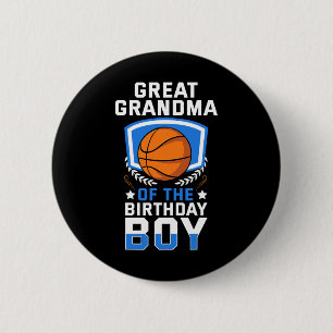 Great Grandma Of The Birthday Boy Basketball Famil Button