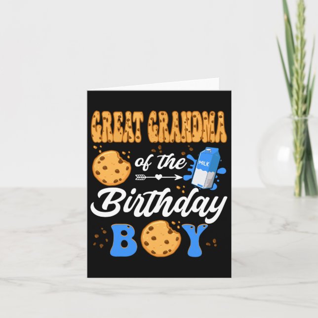 Great Grandma Of The Birthday Boy Milk Cookies 1st Card (Front)