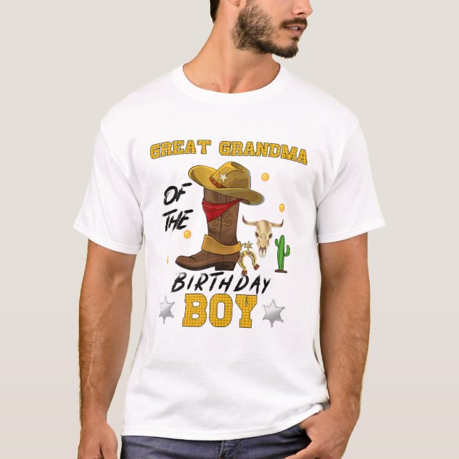 Great Grandma Of The Birthday Boy Theme Cowboy Par T-Shirt (Front)