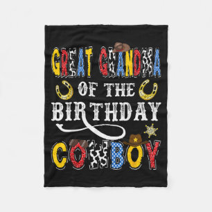 Great Grandma Of The Birthday Cowboy Western Rodeo Fleece Blanket
