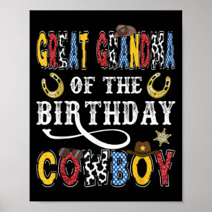 Great Grandma Of The Birthday Cowboy Western Rodeo Poster