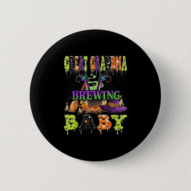 Great Grandma Of The Brewing Baby Halloween Baby S Button (Front)