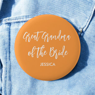 Great Grandma of the Bride Orange Wedding Button