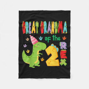 Great Grandma Of The Two Rex 2nd Birthday Boy Dino Fleece Blanket