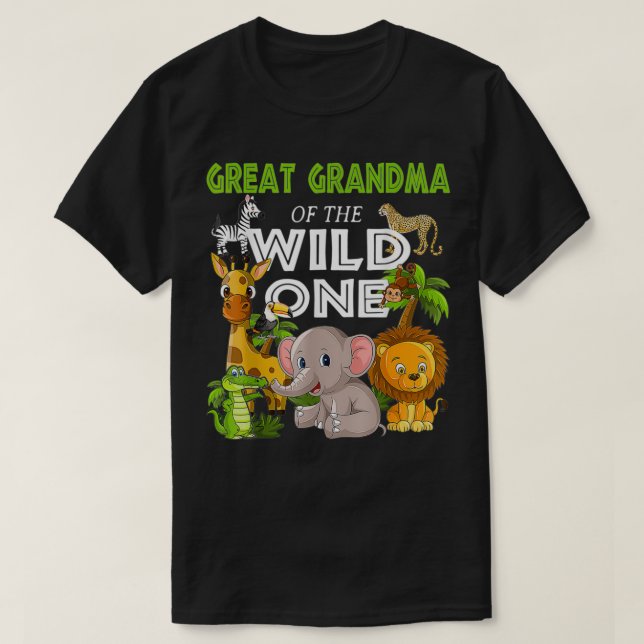 Great Grandma of the Wild One Zoo Birthday Safari  T-Shirt (Design Front)