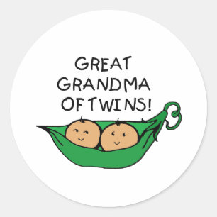 Great Grandma of Twins Pod Classic Round Sticker