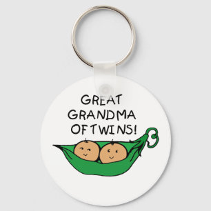 Great Grandma of Twins Pod Keychain