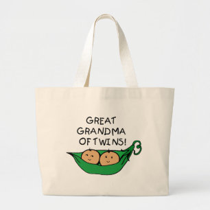 Great Grandma of Twins Pod Large Tote Bag