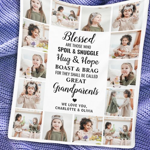 Great Grandma Personalized Poem Photo Collage Fleece Blanket