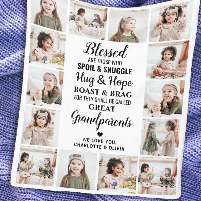 Great Grandma Personalized Poem Photo Collage Fleece Blanket (Creator Uploaded)