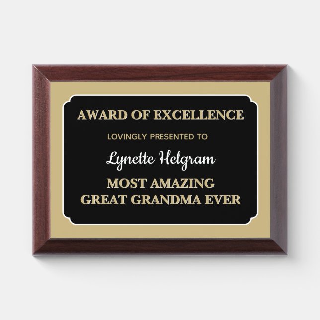 Great Grandma! Personalized Special Award plaque (Horizontal)