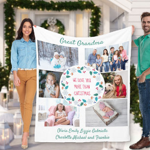Great Grandma Photo Collage Winter Woodland Fleece Blanket