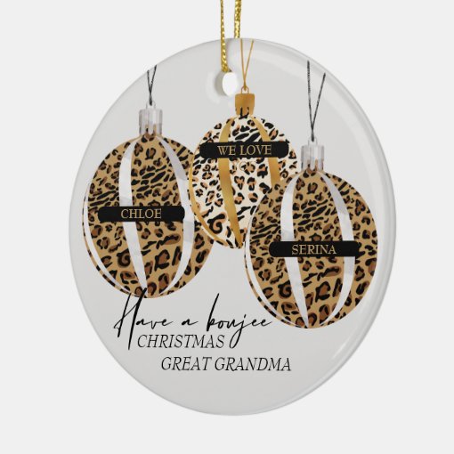 Great Grandma Photo Leopard Print Boujee Christmas Ceramic Ornament ...