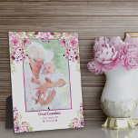 Great Grandma Pink and Purple Floral Overlay Photo Plaque<br><div class="desc">Create your own photo plaque with one of your favorite pictures - perfect for a new great grandma's first great grandchild. The photo template is set up for you to add your own photo, which is displayed in portrait format with a narrow border. This pretty watercolor floral design has pink...</div>