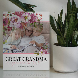 Great Grandma Pink Floral Photo Plaque