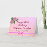 Great Grandma Pink Happy 100th Birthday Card<br><div class="desc">Send you great great this cute Happy hundreth birthday card!</div>