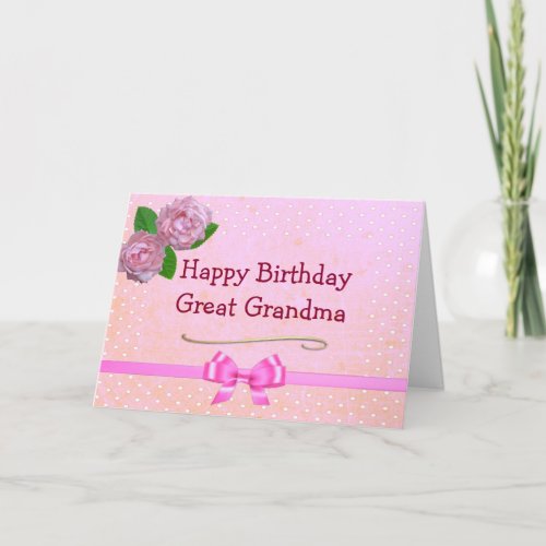 Great Grandma Pink Happy Birthday Card