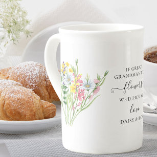 Great Grandma Poem Pretty Wildflower Bouquet Bone China Mug