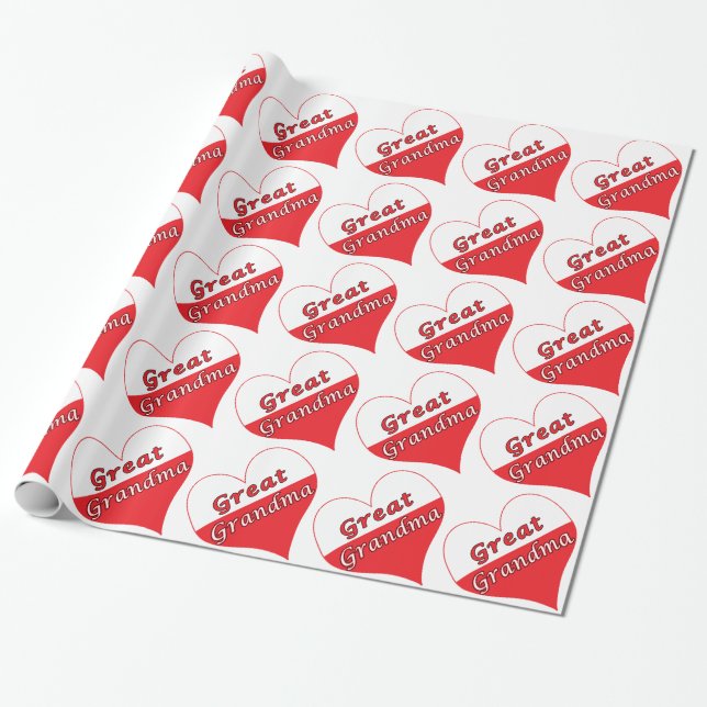 Great Grandma Polish Heart Wrapping Paper (Unrolled)