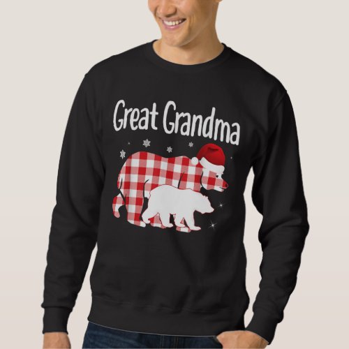 Great Grandma Red Plaid Bear Matching Family Chris Sweatshirt