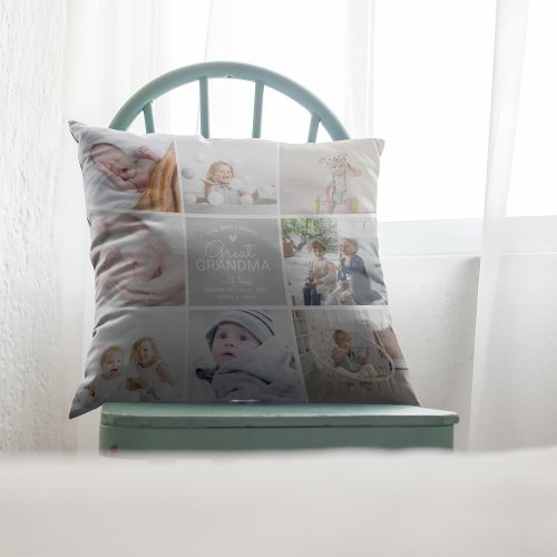 GREAT GRANDMA the most loved Photo Collage Throw Pillow