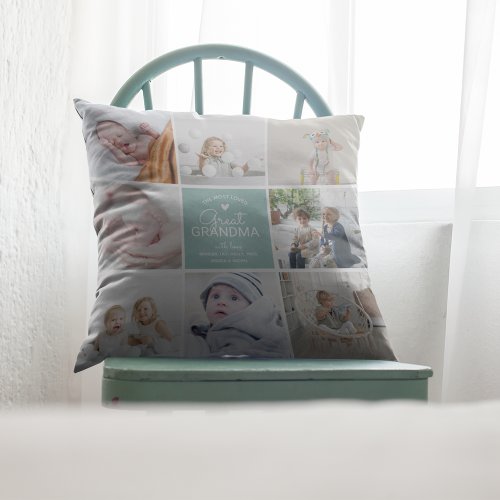 GREAT GRANDMA the most loved Photo Collage Throw Throw Pillow