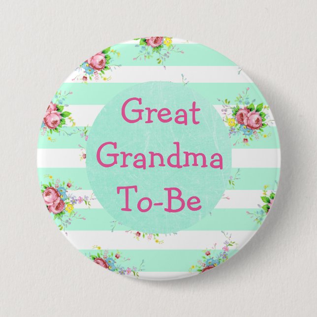 Great Grandma to Be Baby Shower Button (Front)