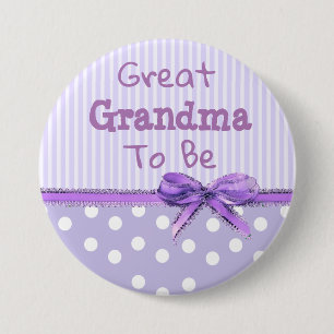 Great Grandma to be Baby Shower Button: Purple Bow Button
