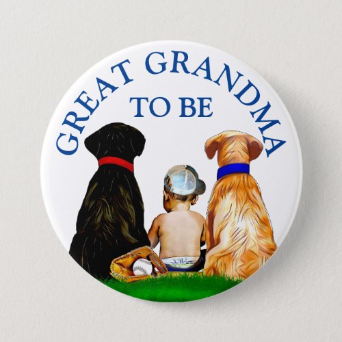 Great Grandma to be Baseball Boys Baby Shower  Button