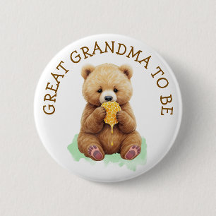 Great Grandma to Be   Bear Boy's Baby Shower Button