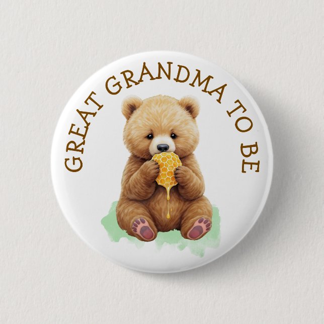 Great Grandma to Be | Bear Boy's Baby Shower Button (Front)