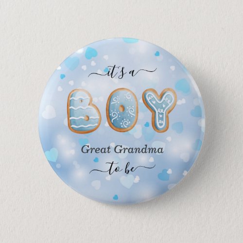 Great Grandma to Be Blue Baby Shower Button