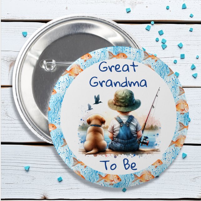 Great Grandma to Be | Fishing Themed Baby Shower Button (Creator Uploaded)
