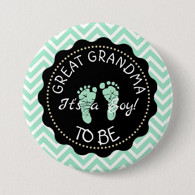 Great Grandma  to be  Green Baby Shower button (Front)