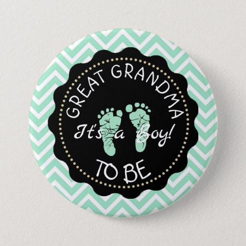 Great Grandma  to be  Green Baby Shower button