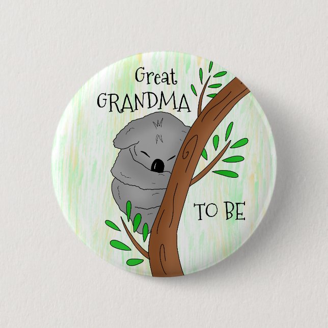 Great Grandma To Be | Koala Baby Shower Button (Front)