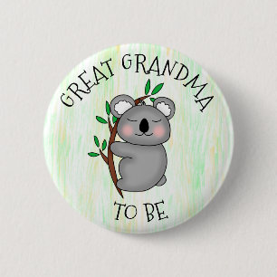 Great Grandma To Be Koala themed Baby Shower Button