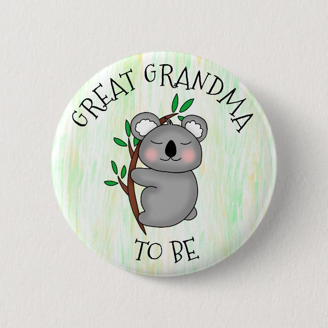 Great Grandma To Be | Koala themed Baby Shower Button (Front)