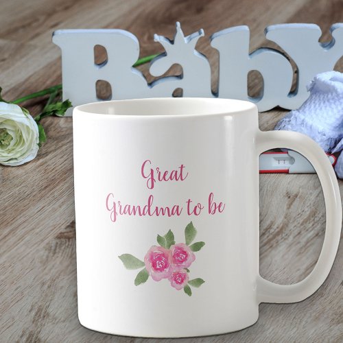 Great Grandma to Be New Baby Girl Brewing Pink Coffee Mug